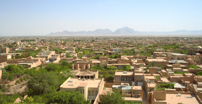 Meybod, the sight of the village, mountains in the background