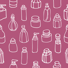 Seamless pattern of perfume bottle and cosmetic