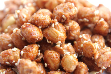 Coated Peanut With Sesame on white background