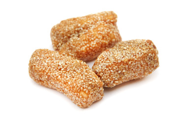 Chinese snack , Pastries with Sesame Seeds on white background