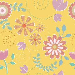 Seamless pattern of colorful flower