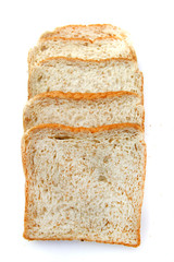 Whole wheat bread on white background