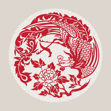 Vector illustration of a mythological animal - a chinese phoenix
