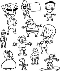 Set of people - simple cartoon drawings