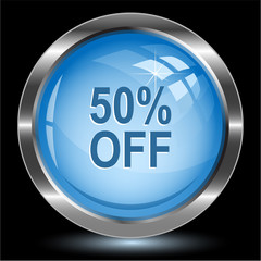 50% OFF. Internet button. Vector illustration.