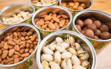 Assorted nuts in Iron pot