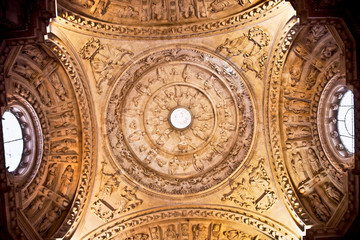 Interior side dome of the Saint Mary cathedral, Seville, Spain.