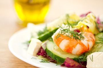 fresh salad with shrimp