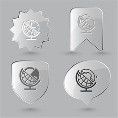 Business icon set. Globe and arrow, globe and clock, globe and l