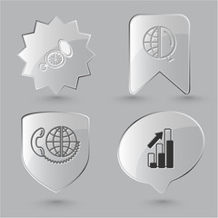 Obraz premium Business icon set. Global communication, watch, globe and magnif