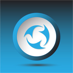 Abstract recycle symbol. Plastic button. Vector illustration.