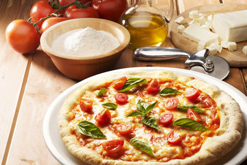 Pizza with ingredients