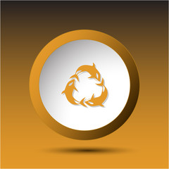 Killer whale. Plastic button. Vector illustration.