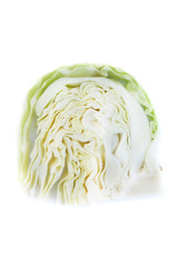 Sliced cabbage isolated on white background