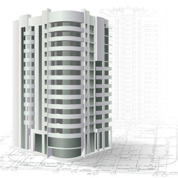 Architectural Background With A 3D Building Model