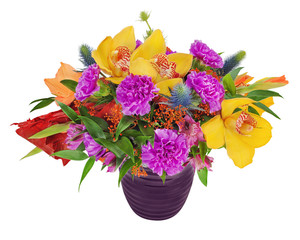 Floral bouquet of orchids, gladioluses and carnation arrangement