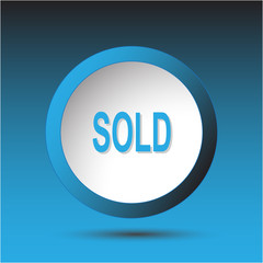 Sold. Plastic button. Vector illustration.