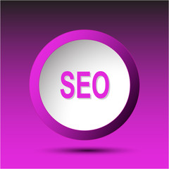 Seo. Plastic button. Vector illustration.