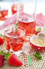 Fototapeta na wymiar Homemade strawberry lemonade