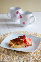 Sweet crepes with vanilla cream