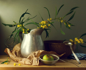 Spring still life with mimosa flowers © maglara