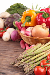 healthy organic vegetables on a wood background