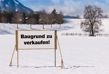 Baugrund zu verkaufen - Ankündigung