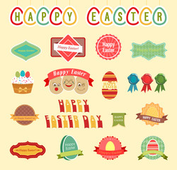 Easter collection: set of labels, emblems, ribbons