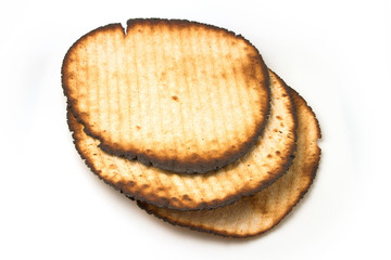 Handmade matzo on white background