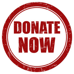 Grunge Stempel rot rund DONATE NOW