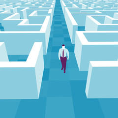 Businessmann geht durch das Labyrinth - Illustration