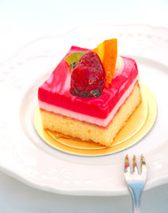Cheesecake with strawberry and orange