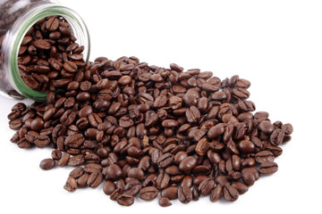 Coffee beans and jar