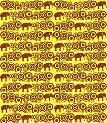 the African pattern of circles with elephants