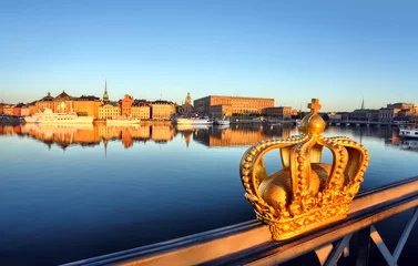 Foto auf Glas Stockholm-Ansicht mit Krone © Mikael Damkier