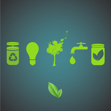 Collection of several ecological icons. 