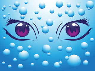 Eyes on blue background