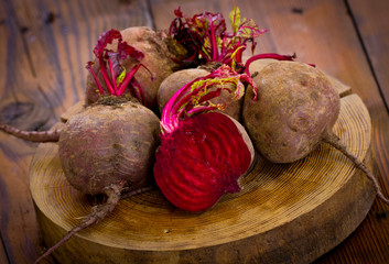 Beets on the wooden table