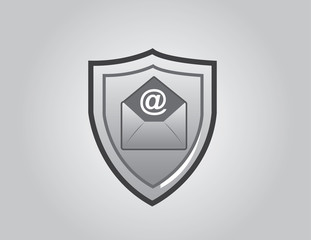 Email shield in front of gray background