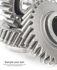 real stainless steel gears isolated over white background