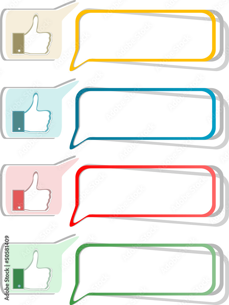 Poster paper thumb up like hand symbol. set of design elements