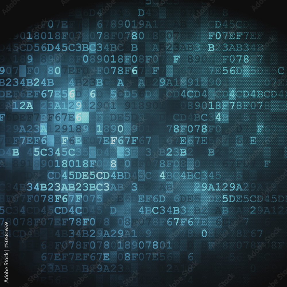 Poster technology concept: hex-code digital background
