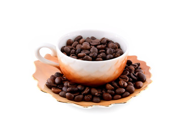Cup with coffee beans