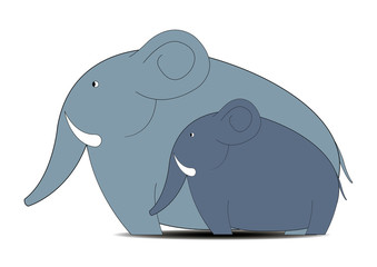 illustration of elephant with small elephant