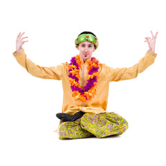 man doing yoga exercises