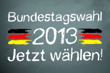 Kreidetafel mit Bundestagswahl 2013