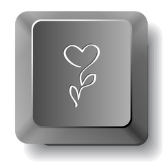 Flower-heart. Vector computer key.