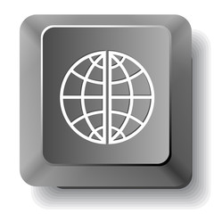 Globe. Vector computer key.