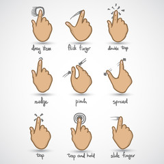 Touch screen gesture, interface (vector hand icons) set