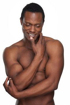 Muscular African American Man Smiling
